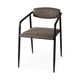 Mercana Langston Dining Chair Brown Faux Leather | Black Metal