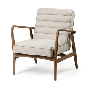 Mercana Ajax Accent Chair Cream Fabric | Brown Wood