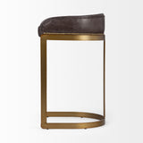 Mercana Hollyfield Bar/Counter Stool Black Leather | Antiqued Gold Metal | Bar