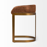 Mercana Hollyfield Bar/Counter Stool Brown Leather | Gold Metal | Counter