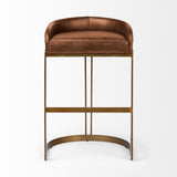 Mercana Hollyfield Bar/Counter Stool Brown Leather | Gold Metal | Bar