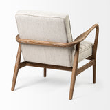 Mercana Ajax Accent Chair Cream Fabric | Brown Wood