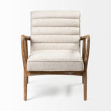 Mercana Ajax Accent Chair Cream Fabric | Brown Wood