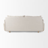 Mercana Roy Sofa Beige Fabric | Brown Wood