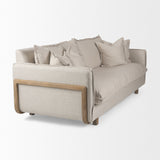 Mercana Roy Sofa Beige Fabric | Brown Wood