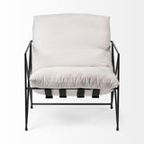 Mercana Leonidas Accent Chair Cream Fabric | Black Metal