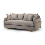 Mercana Roy Sofa Flint Gray Fabric | Brown Wood