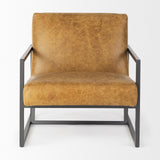 Mercana Armelle Accent Chair Brown Leather | Gray Metal