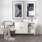 Mercana Savannah Gray Accent Cabinet - 3 Door White | Gray Metal | 3 Door