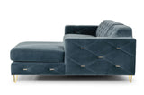 VIG Furniture Divani Casa Chesterfield - Blue Velvet Right Facing Sectional Sofa VG2T1222