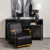 Mercana Horace Accent Chair Black Leather | Gold Iron