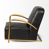 Mercana Horace Accent Chair Black Leather | Gold Iron