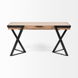 Mercana Steinbeck Office Desk Brown Wood | Black Iron