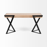 Mercana Steinbeck Office Desk Brown Wood | Black Iron