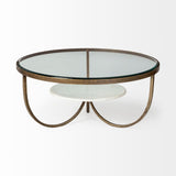 Mercana Reinhardt Coffee Table Glass & Marble | Gold Metal