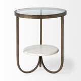 Mercana Reinhardt End/Side Table Glass & Marble | Gold Metal