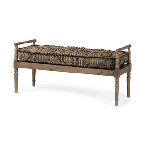 Mercana Fullerton Bench Patterned Jute | Brown Wood