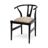 Mercana Trixie Dining Chair Beige Fabric | Black Wood