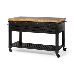 Mercana Columbia Large Kitchen Island Black Wood | Rectangle