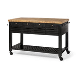 Mercana Columbia Large Kitchen Island Black Wood | Rectangle