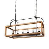 Mercana Josie Chandelier Natural Wood | Black Metal