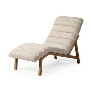 Mercana Pierre Chaise Lounge Beige Fabric | Brown Wood