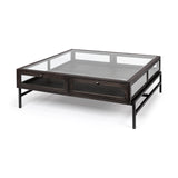 Mercana Arelius Coffee Table | Square Black-Brown Wood | Black Metal | Square