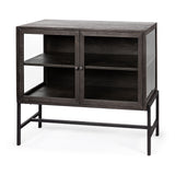 Mercana Arelius Accent Cabinet Black-Brown Wood | Black Metal