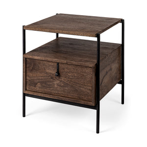 Mercana Glenn End/Side Table Brown Wood | Black Metal