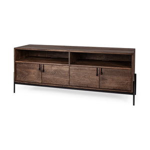 Mercana Glenn Media Console Brown Wood | Black Metal