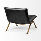 Mercana Flavelle Accent Chair Black Leather | Gold Iron