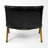 Mercana Flavelle Accent Chair Black Leather | Gold Iron