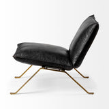 Mercana Flavelle Accent Chair Black Leather | Gold Iron