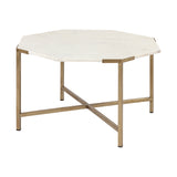 Mercana Vincent Coffee Table White Marble | Gold Metal