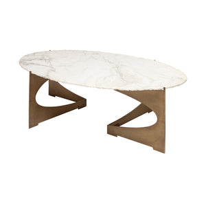 Mercana Reinhold Oval Coffee Table White Marble | Gold Metal | Oval