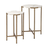 Mercana Vincent End/Side Table White Marble | Gold Iron | Set of 2