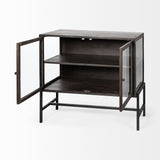 Mercana Arelius Accent Cabinet Black-Brown Wood | Black Metal