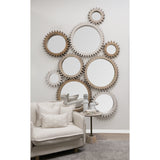 Mercana Cog Wall Mirror - Sterling White Wood | 26" | Sterling