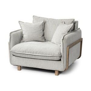 Mercana Roy Upholstered Chair Frost Gray Fabric | Brown Wood