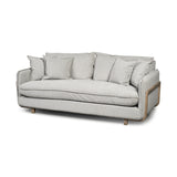 Mercana Roy Sofa Frost Gray Fabric | Brown Wood