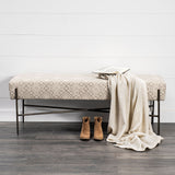 Mercana Avery Bench Off-White Fabric | Nickel Metal