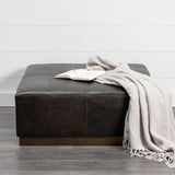 Mercana Minara Ottoman Black Leather | Gold Metal