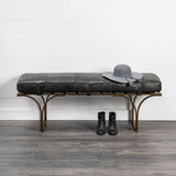 Mercana Jessie Bench Black Leather | Gold Metal