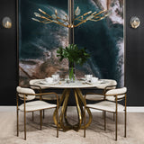 Mercana Laurent Dining Table White Marble | Gold Metal