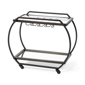 Mercana Chriselle Bar Cart Black Metal | Glass