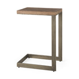 Mercana Faye C End/Side Table Medium Brown Wood | Gray Metal | C Shaped