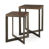 Mercana Faye (Set of 2) End/Side Table Medium Brown Wood | Gray Metal | Set of 2