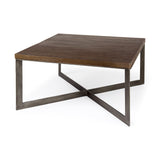 Mercana Faye Coffee Table Dark Brown Wood | Nickel Metal