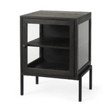 Mercana Arelius End/Side Table Dark Brown Wood | Black Metal