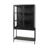 Mercana Arelius Cabinet Dark Brown Wood | Black Metal